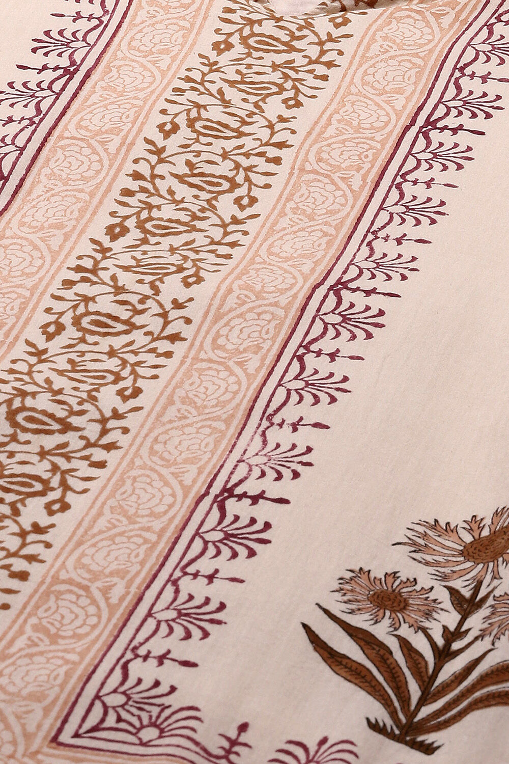 Beige Cotton Machine Embroidered Unstitched Suit Set image number 2