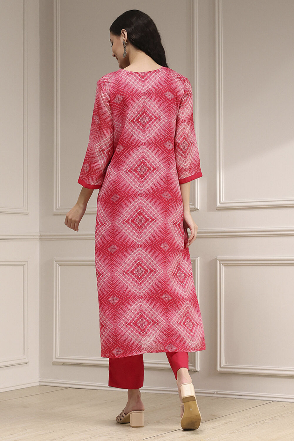 Pink Cotton Machine Embroidered Unstitched Suit Set image number 5