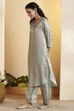 Sky Blue Viscose Rayon Straight Kurta Pants Set image number 3