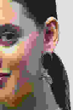 Navy Blue Oxidised Stone Studded Tear Drop Jhumkas image number 3