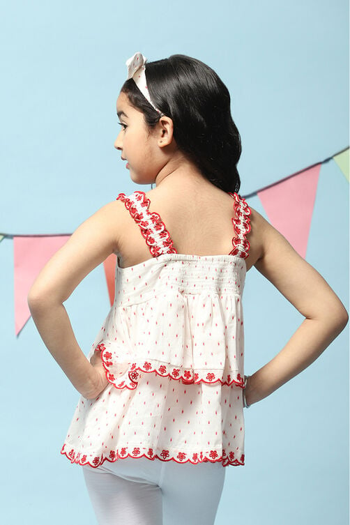 White Cotton Tiered Top image number 4