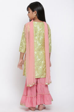 Green And Pink Sharara Kurta Sharara Suit Set image number 5