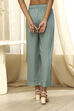 Dull Blue Solid Straight Palazzo image number 5