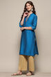 Blue Polyester Straight Kurta image number 2