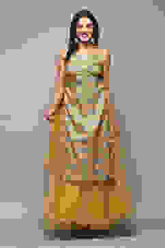 Yellow Poly Viscose Straight Kurta Skirt Suit Set image number 7