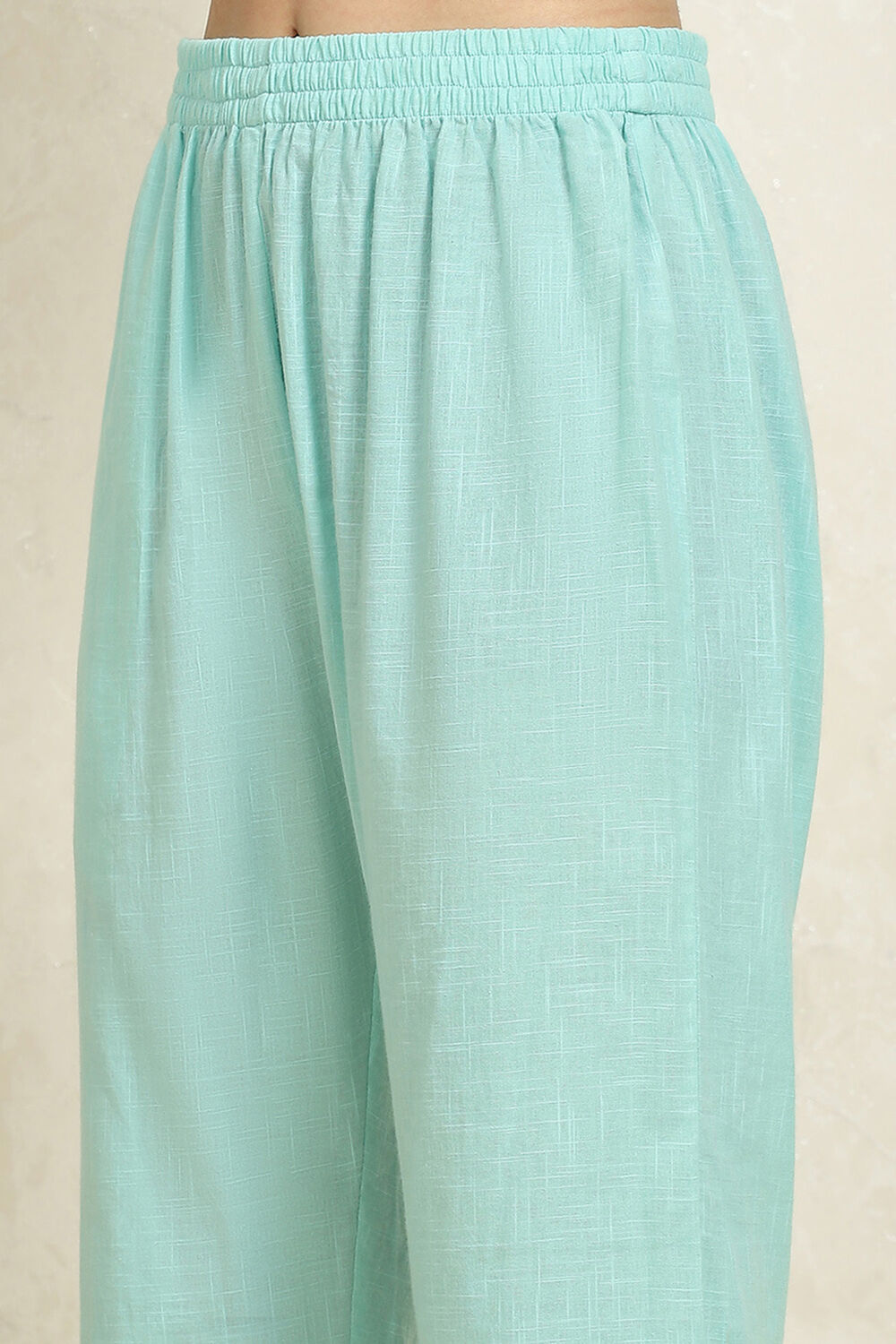 Blue Cotton Handloom Unstitched Suit Set image number 3