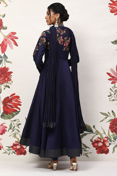 Rohit Bal Indigo Cotton Blend Anarkali Kurta Suit Set image number 4