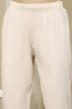 Off White Poly Chanderi Fitted Suit Set image number 2