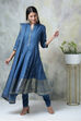 Blue Cotton Kalidar Kurta Churidar Suit Set image number 5