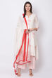 Off White Cotton Silk Straight Kurta Palazzo Suit Set image number 2