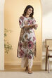 Grey Poly Viscose A Line Kurta image number 0