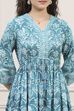Turquoise Printed Tiered Dress image number 1