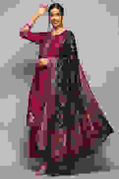 Pink Cotton Straight Yarndyed Kurta Sharara Suit Set image number 0