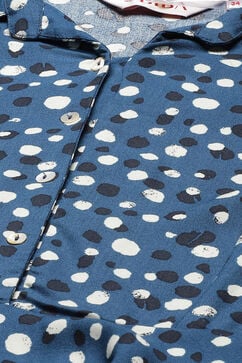Blue Rayon Asymmetric Printed Dress image number 1