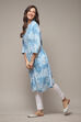 Teal LIVA Straight Printed Kurta