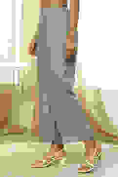 Dull Blue Solid Straight Palazzo image number 2