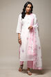 Pink Linen Digital Print Unstitched Suit Set image number 14