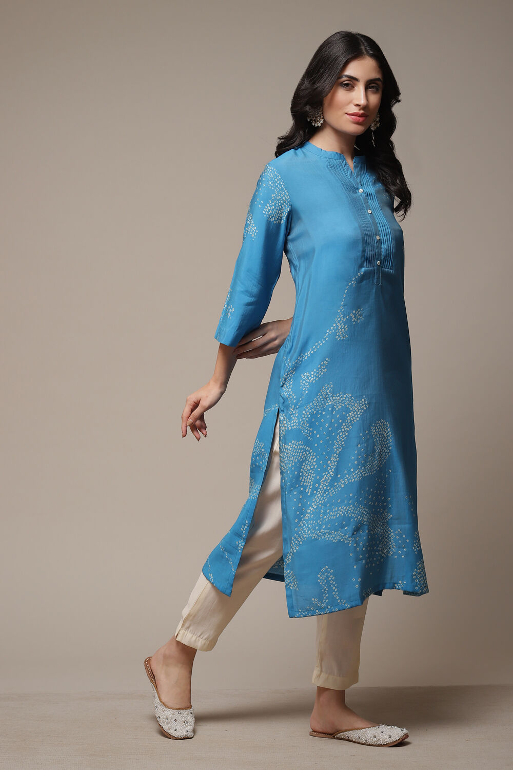 Blue Viscose Straight Printed 2 Piece Set image number 4