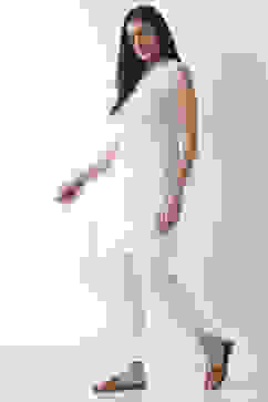 Off White Viscose Blend Pants image number 0