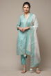 Fuchsia Cotton Straight Kurta Pants Suit Set image number 1