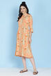 Peach Rayon A-line Printed Kurta Dress image number 4