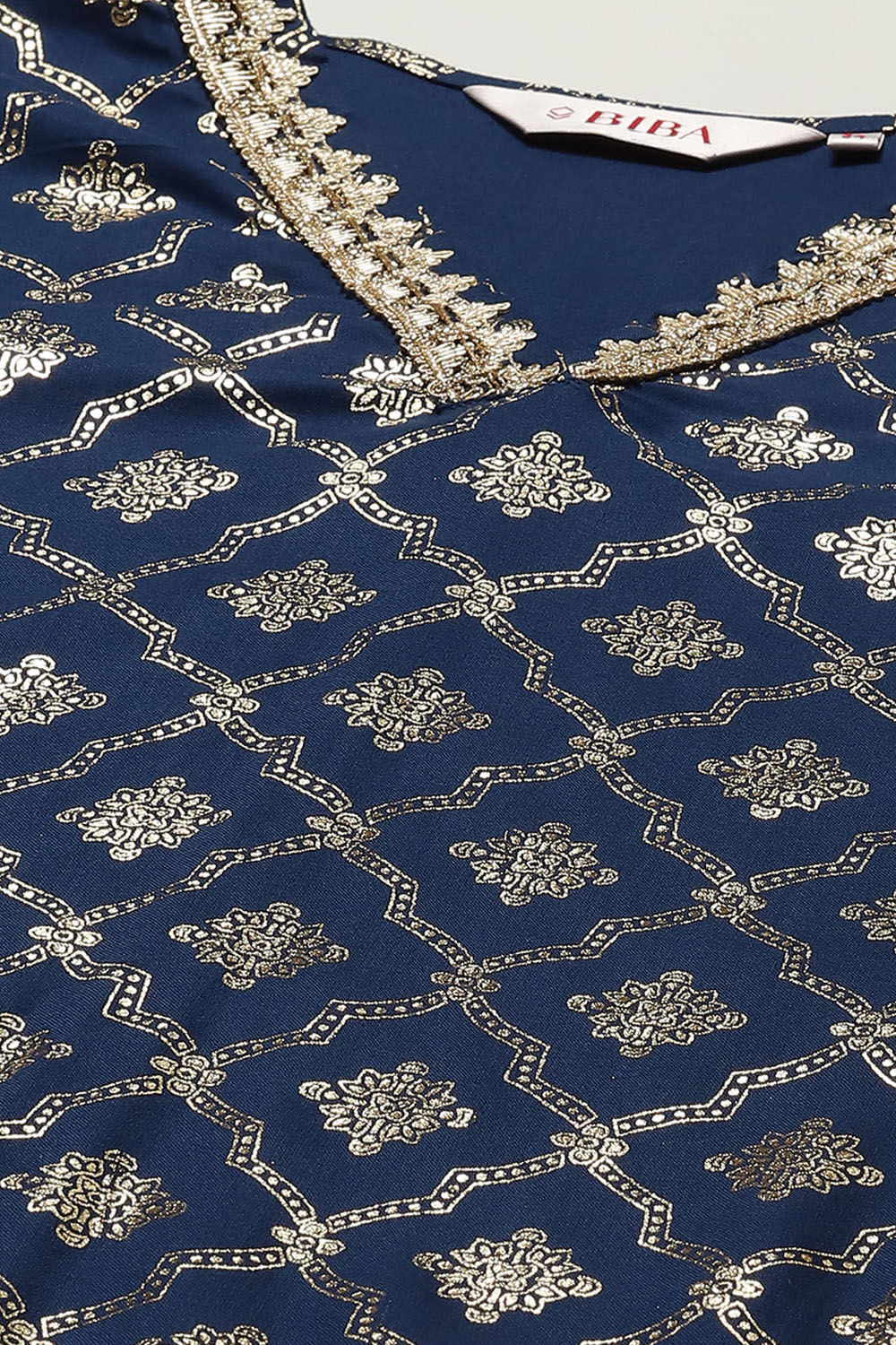 Blue Cotton Straight Printed Kurta Palazzo Suit Set image number 1