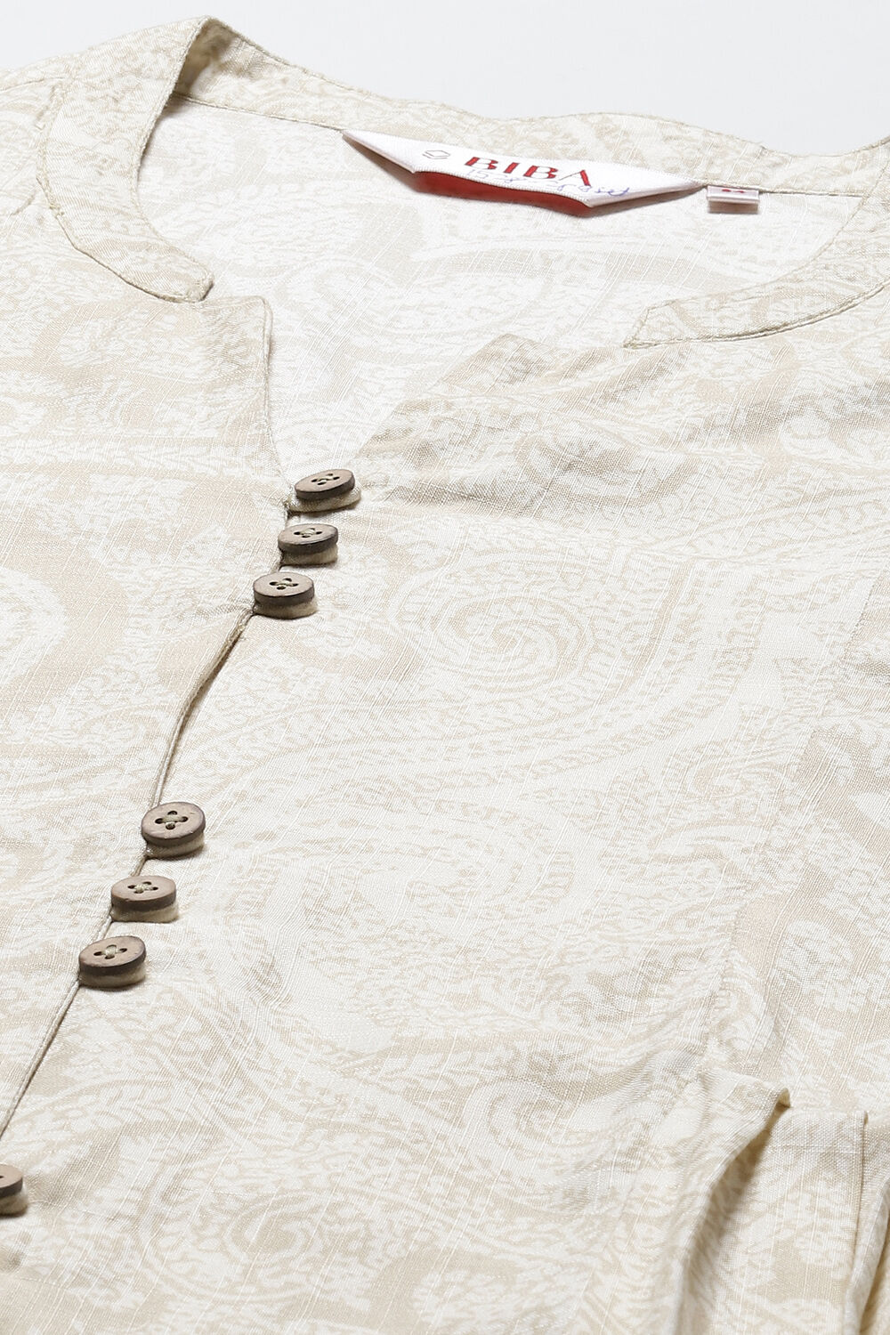 Ecru LIVA A-Line Fusion Printed Dress image number 1