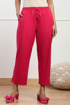 Fuschia Cotton Straight Pant image number 4