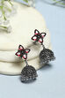 Red Oxidised Stone Studded Jhumkas image number 0