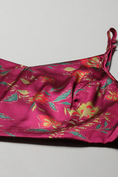PlumPolyester Pre-draped Saree & A Stitched Blouse With Floral Prints image number 2