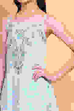 Aqua Printed Strappy Straight Suit Set image number 1