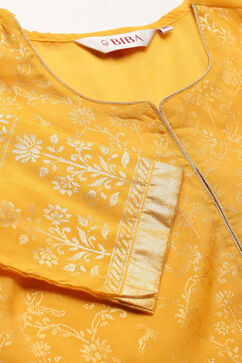 Yellow Art Silk Straight Kurta Churidar Suit Set image number 1