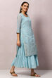 Sky Blue Art Silk Double Layered Kurta image number 5