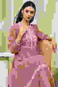 Light Pink Embroidered Tiered Dress image number 6