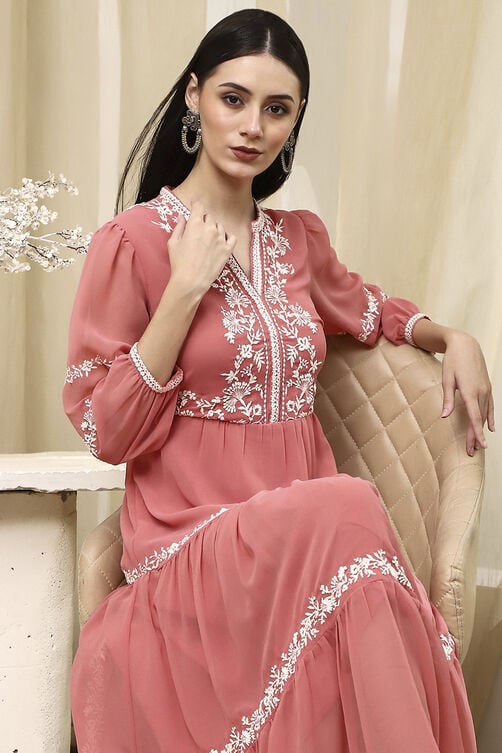 Light Pink Polyester Tiered Dress image number 6