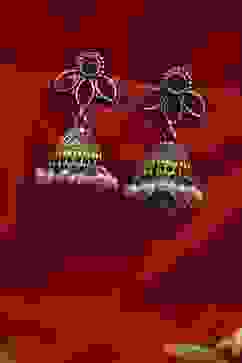 Dark Pink Brass Jhumka image number 0