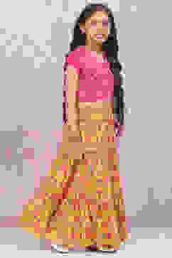 Yellow Cotton Lehenga Set image number 5