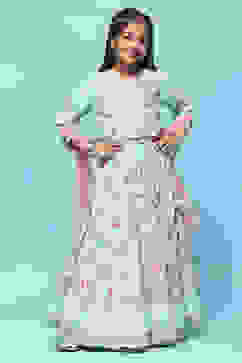 Aqua Chanderi Blouse With Georgette Lehenga & Net Dupatta  image number 7