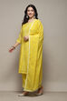 Lime Yellow Cotton Silk Straight Kurta Palazzo Suit Set image number 4