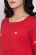 Red A-Line Eco Cotton Yarndyed Kurta image number 1