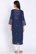 Off White Cotton Straight Yarndyed Kurta image number 4