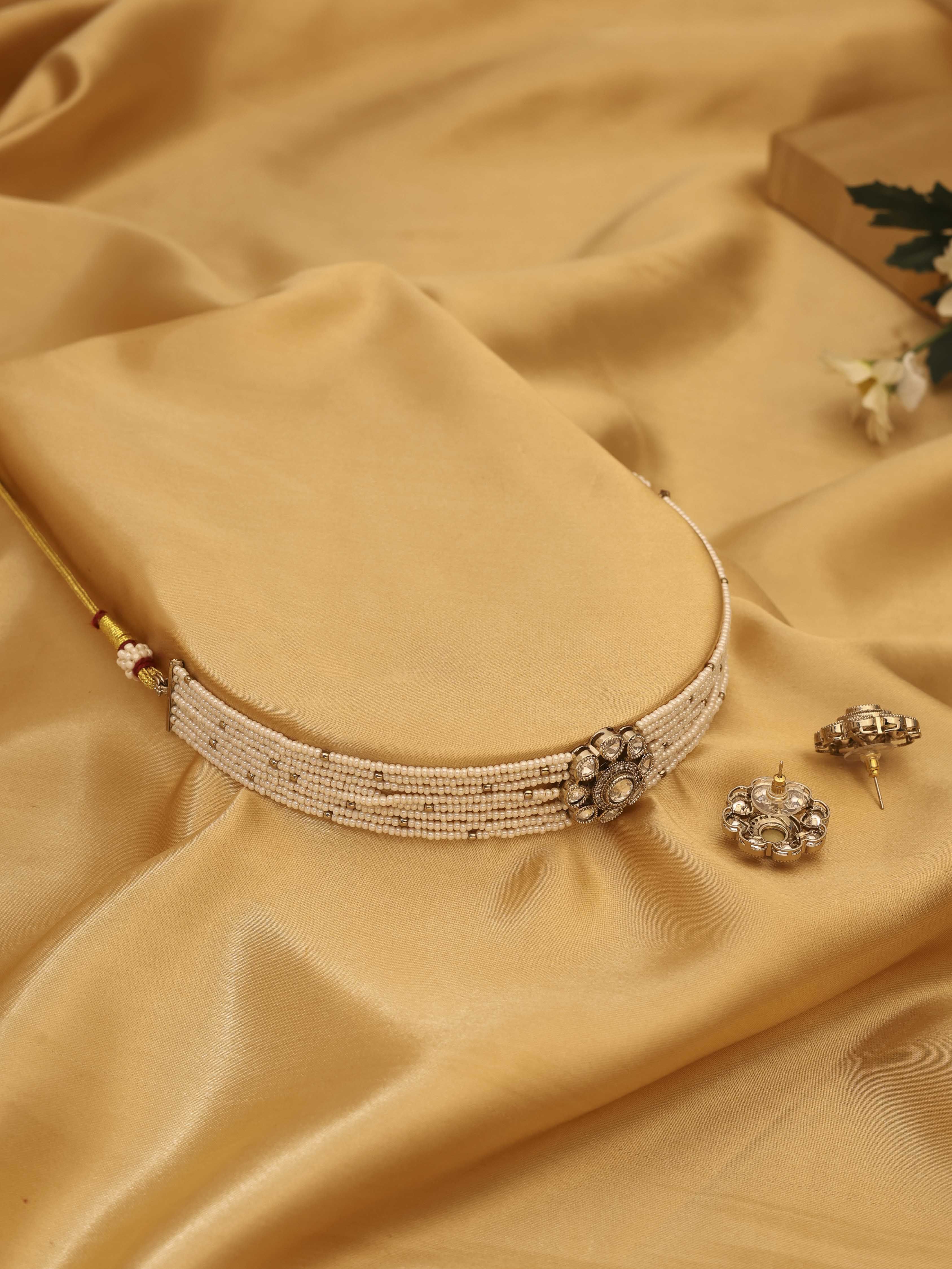 Peach Gold Plated Brass Choker Set image number 2