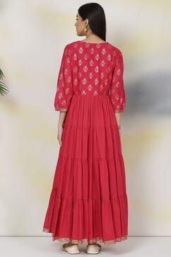 Red Cotton Fusion Dress image number 5
