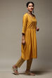 Mustard Rayon Flared Kurta image number 4