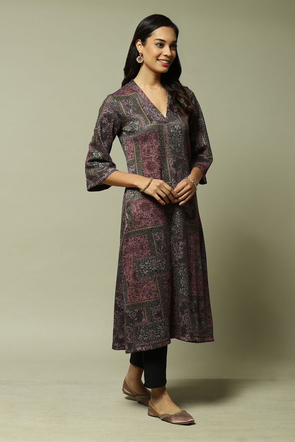 Oil Pink Straight Printed Kurta image number 2