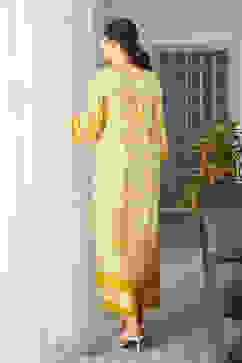 Lime Yellow Rayon Printed Straight Kurta Set image number 4