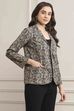 Brown Viscose Straight Printed Jacket image number 4
