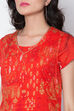 Red Cotton Flared Printed Kurta image number 1