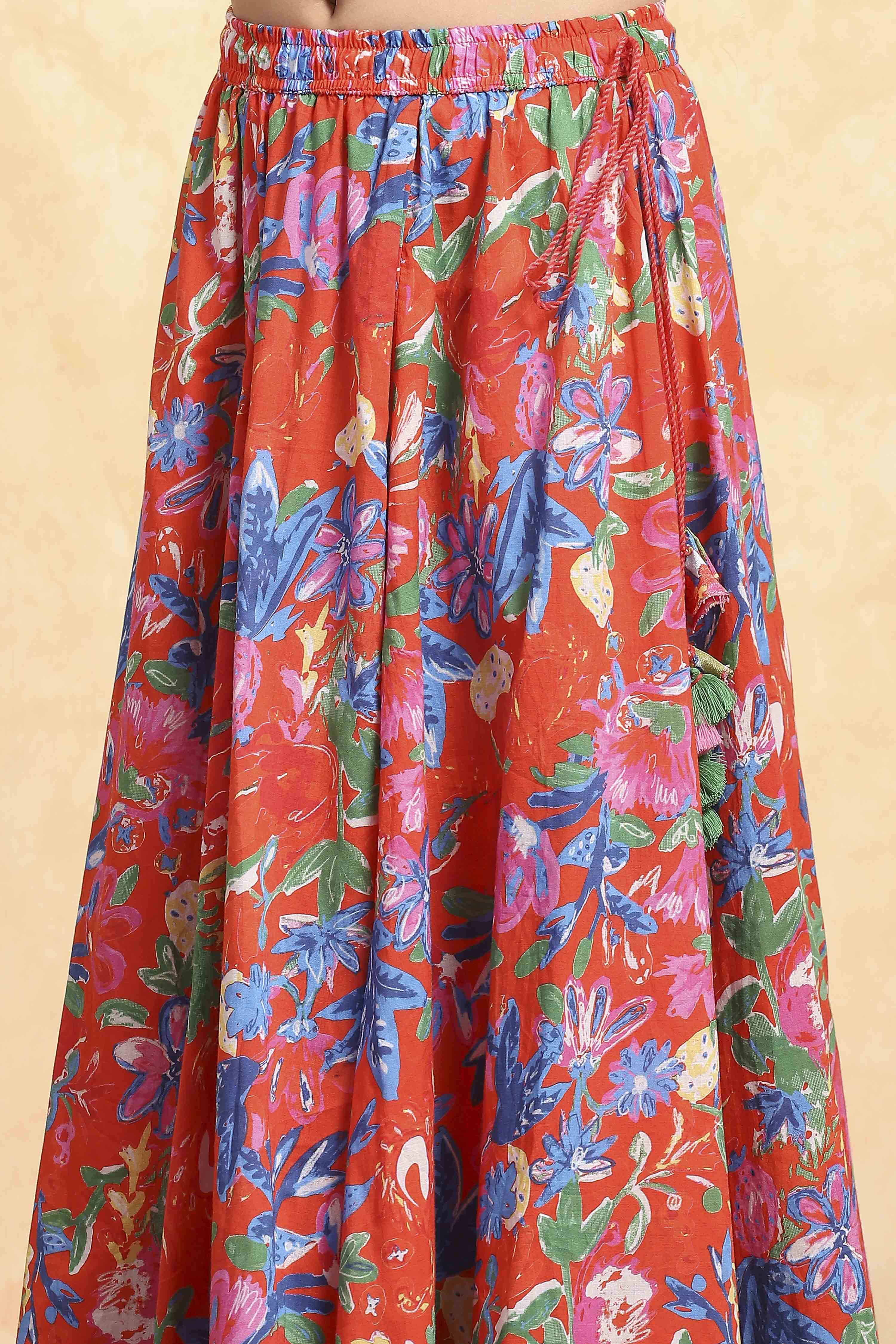 Light Pink Viscose Rayon Flared Printed Lehenga Set image number 2