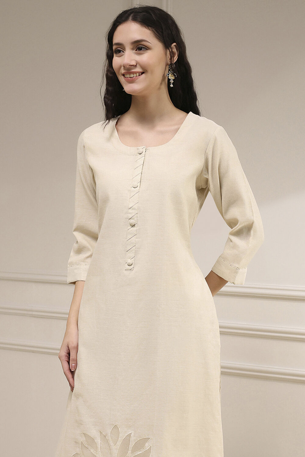 White Tissue Applique Unstitched Suit Set image number 2